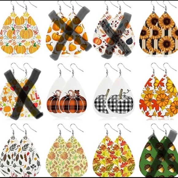 π4 for $20 Fall printed teardrop earrings - Picture 2 of 12
